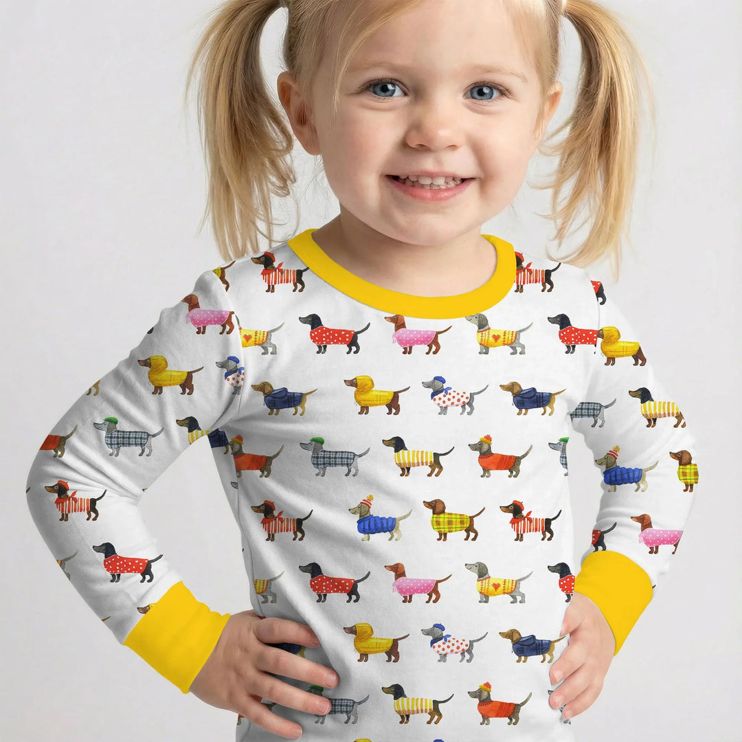 Dachshund Fashion Winnier Bamboo Two Piece Long Sleeve Pajama Set