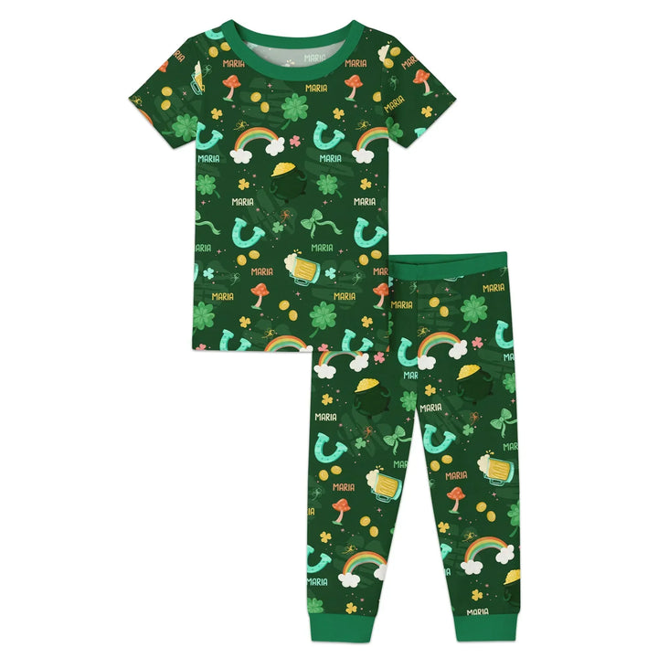 Custom Name Sprinkle Of Luck Bamboo Two Piece Short Sleeve Pajama Set