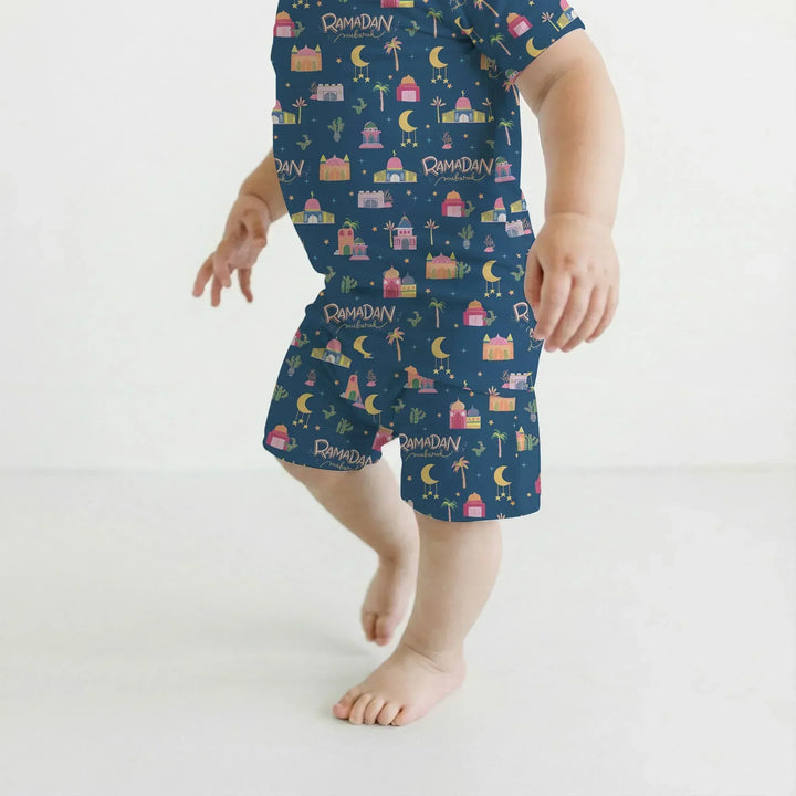 Ramadan Kareem Family Matching Bamboo Two Piece Short Sleeve Shorts Pajama Set