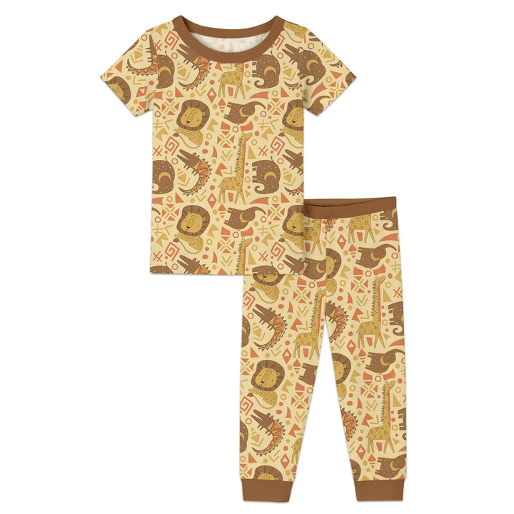 African Animals Spirit Bamboo Two Piece Short Sleeve Pajama Set