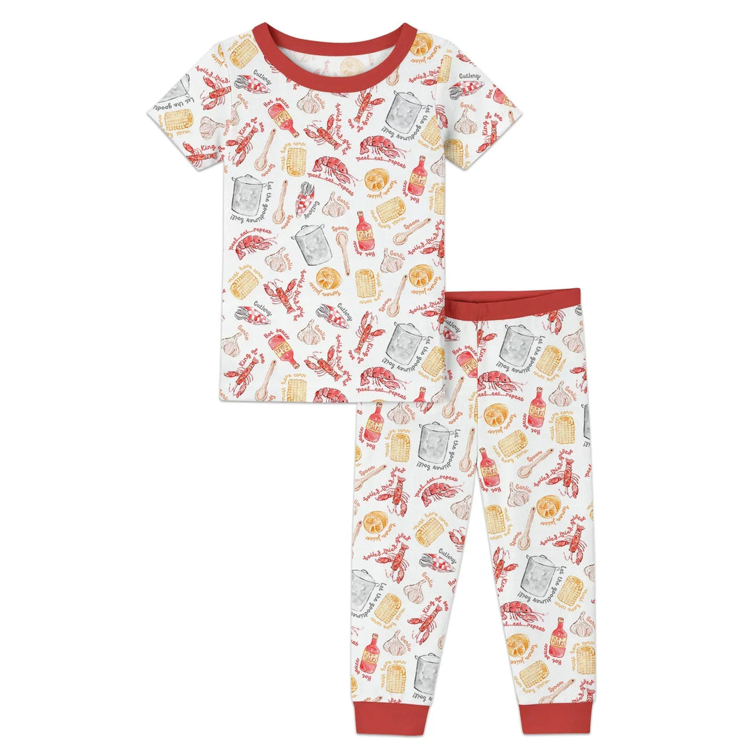 Crawfish Boil Bamboo Two Piece Short Sleeve Pajama Set