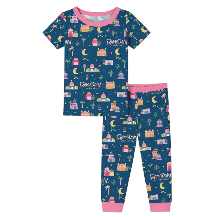 Ramadan Kareem Family Matching Bamboo Two Piece Short Sleeve Pajama Set