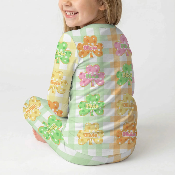 Lucky Shamrock Bamboo Two Piece Long Sleeve Pajama Set