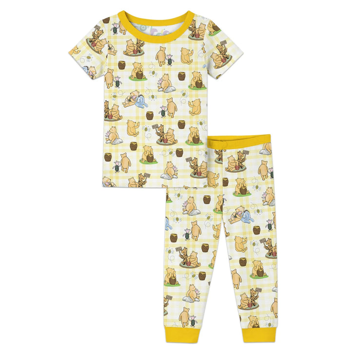 Bear & Friends Yellow Plaid Bamboo Two Piece Short Sleeve Pajama Set