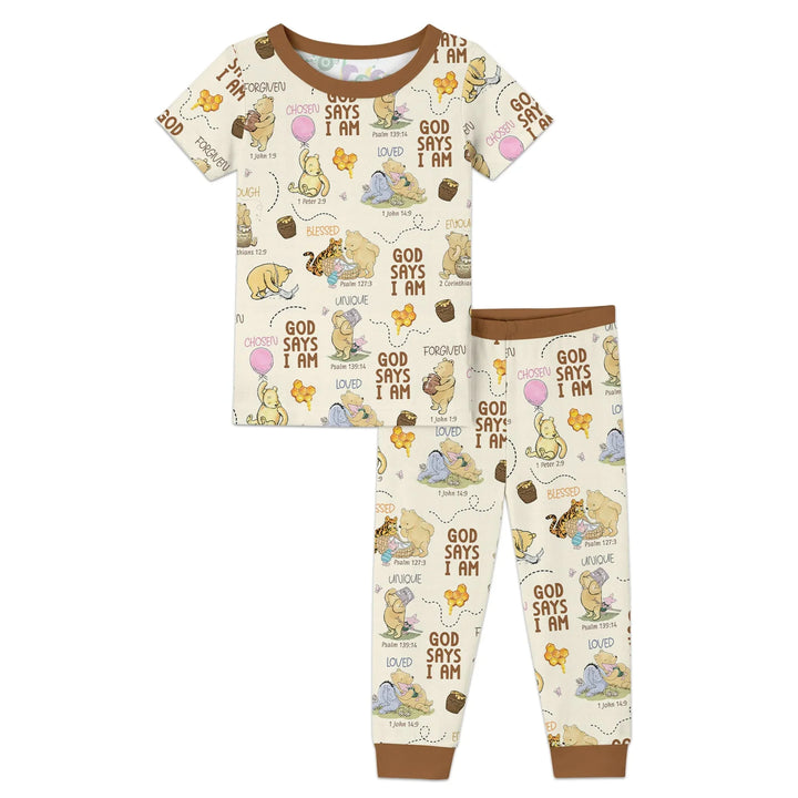 God Says I Am – Little Blessings Bamboo Two Piece Short Sleeve Pajama Set