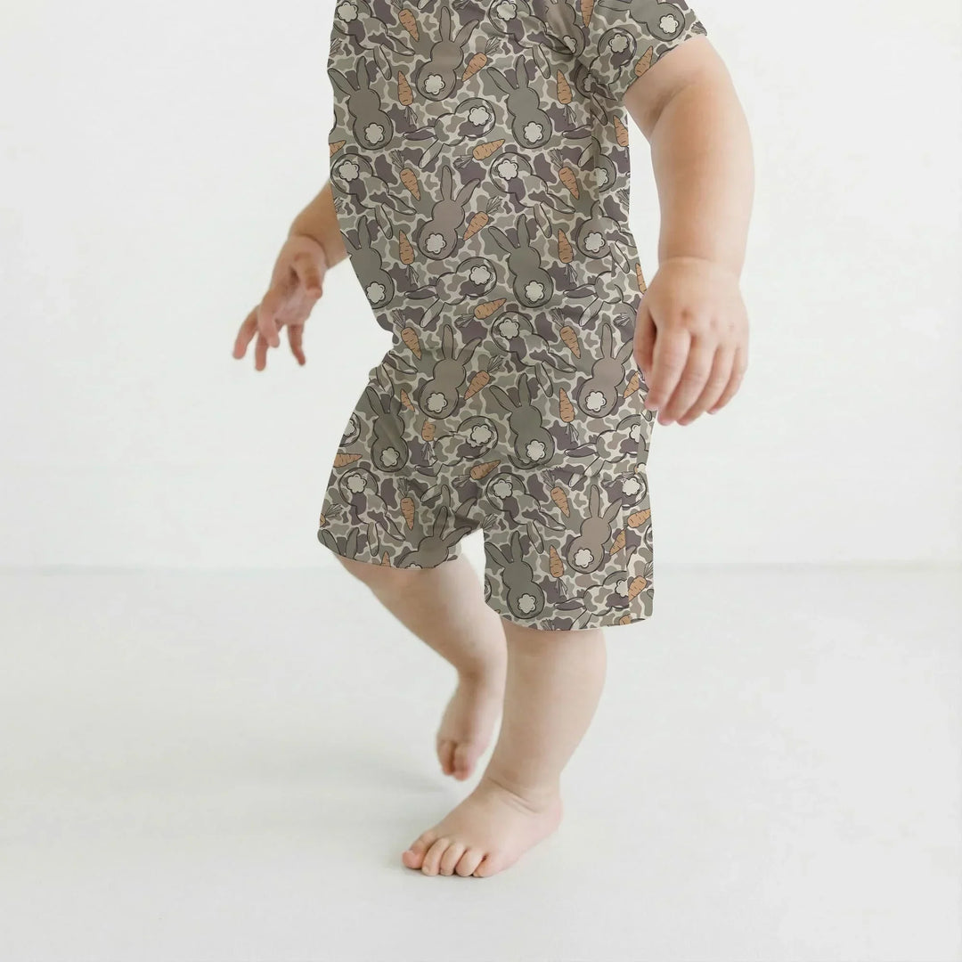 Camo Easter Bunny Bamboo Two Piece Short Sleeve Shorts Pajama Set