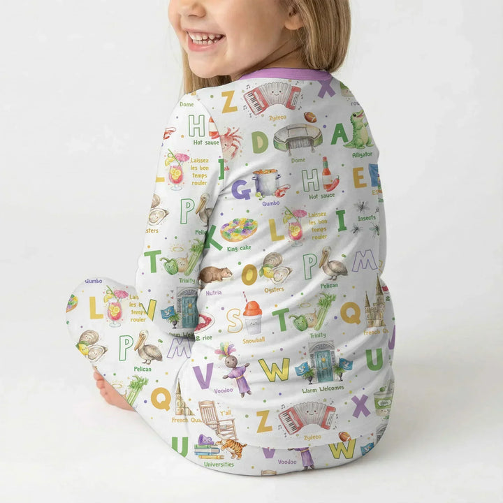 Alphabet of Lousiana Bamboo Two Piece Long Sleeve Pajama Set