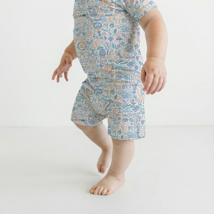 Doodle Passover Matching Family Bamboo Two Piece Short Sleeve Shorts Pajama Set