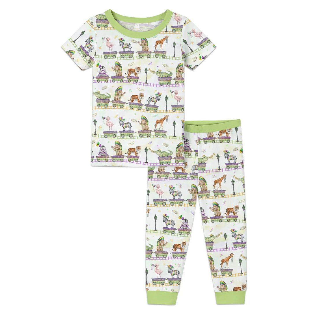 Mardi Gras Jungle Krewe Bamboo Two Piece Short Sleeve Pajama Set