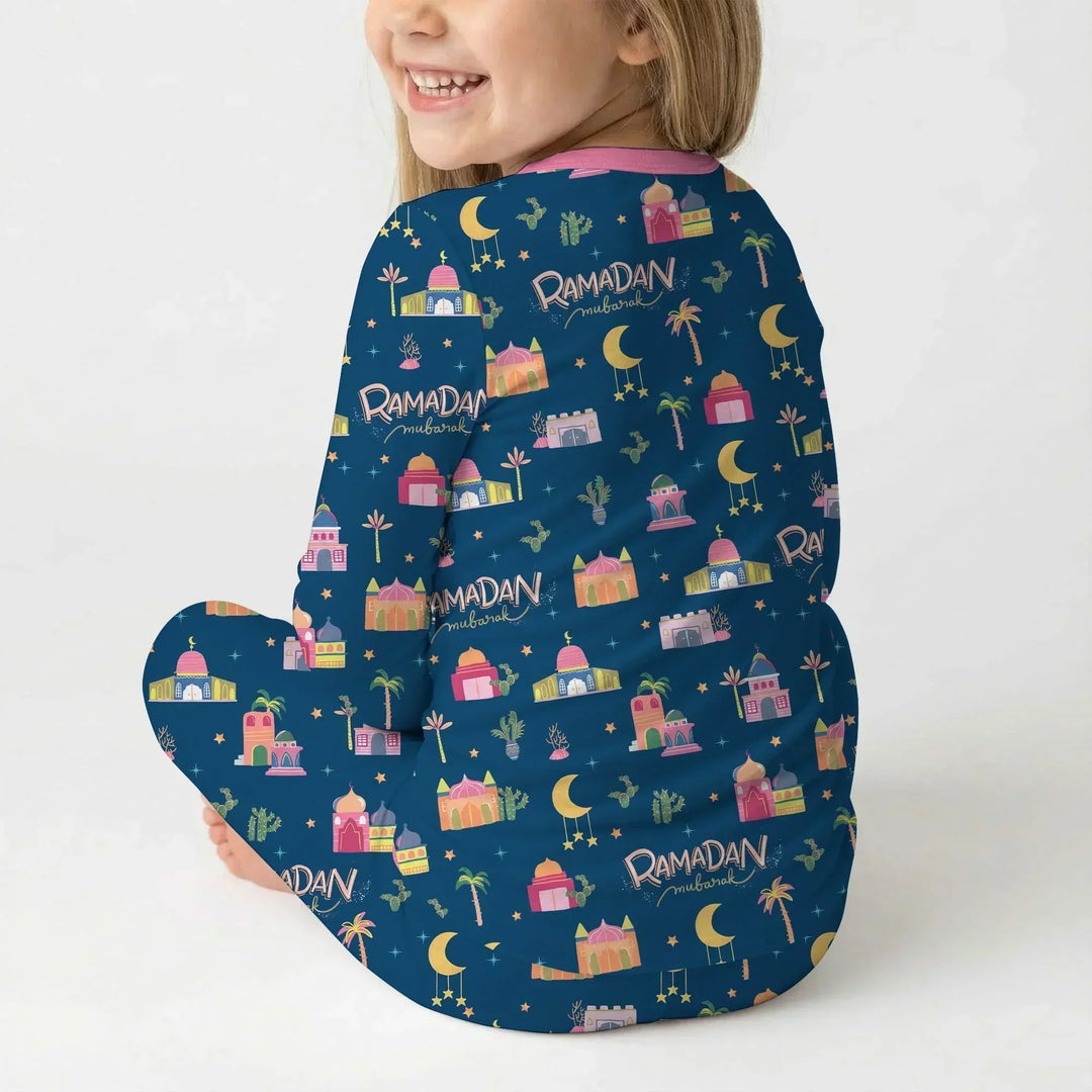 Ramadan Kareem Family Matching Bamboo Two Piece Long Sleeve Pajama Set