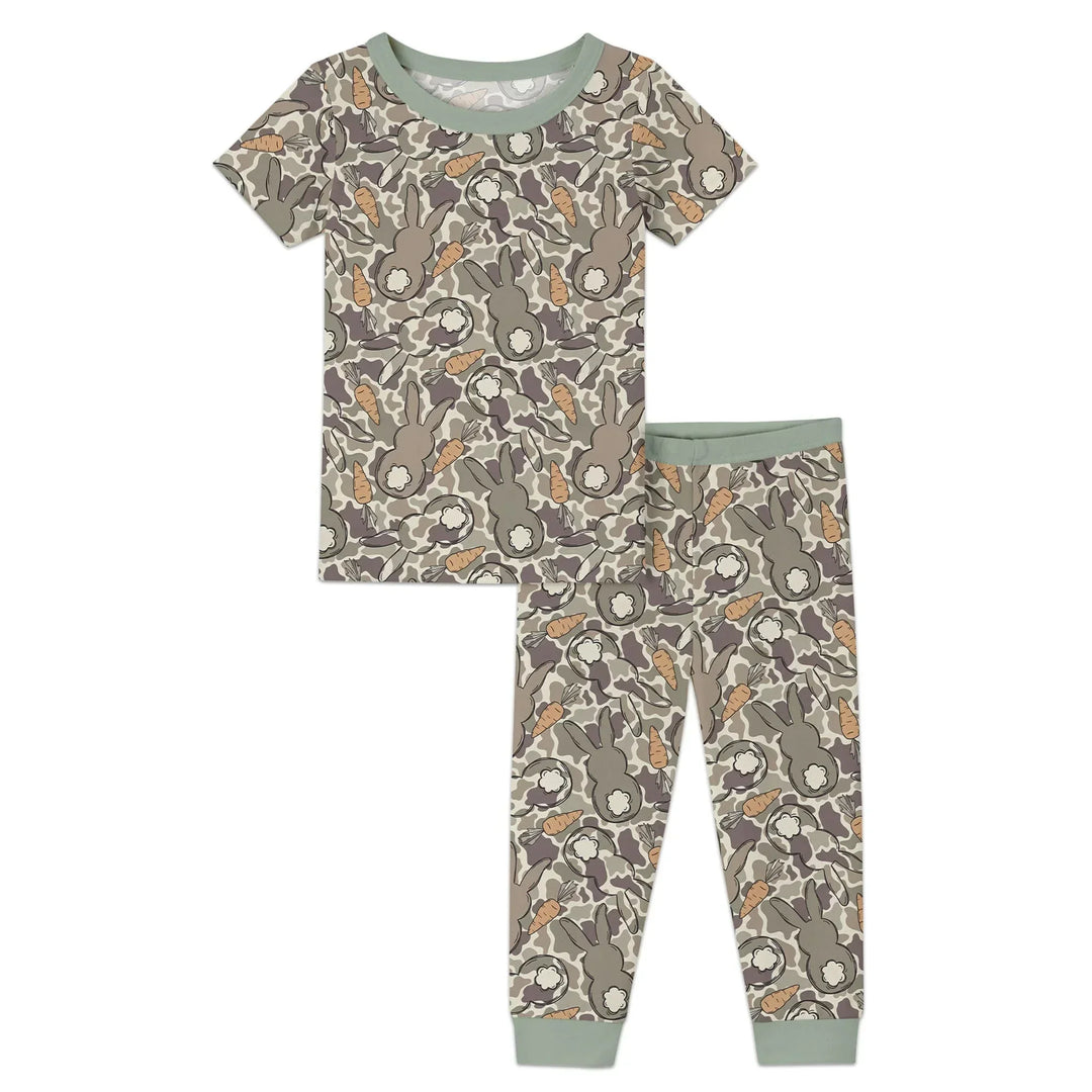 Camo Easter Bunny Bamboo Two Piece Short Sleeve Pajama Set