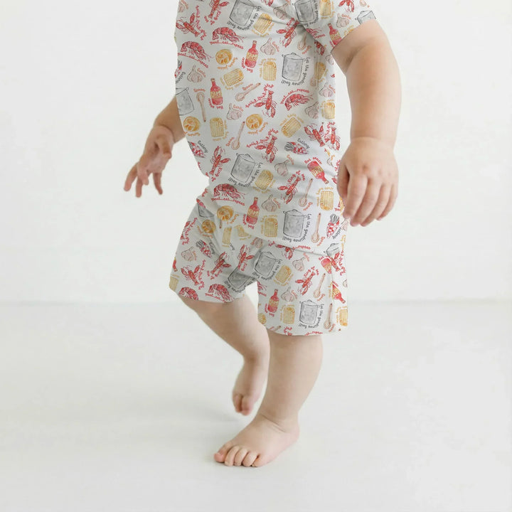 Crawfish Boil Bamboo Two Piece Short Sleeve Shorts Pajama Set