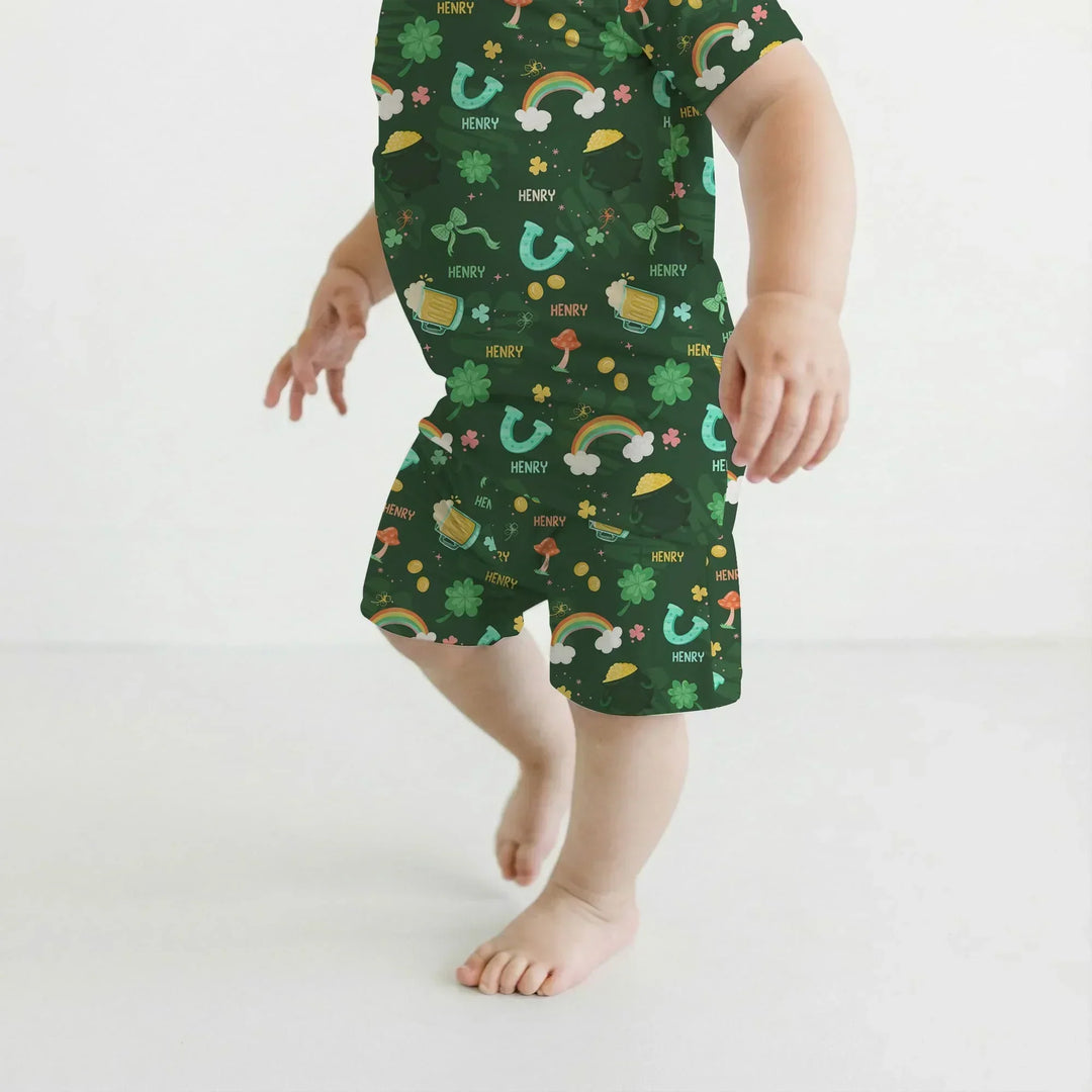 Custom Name Sprinkle Of Luck Bamboo Two Piece Short Sleeve Shorts Pajama Set
