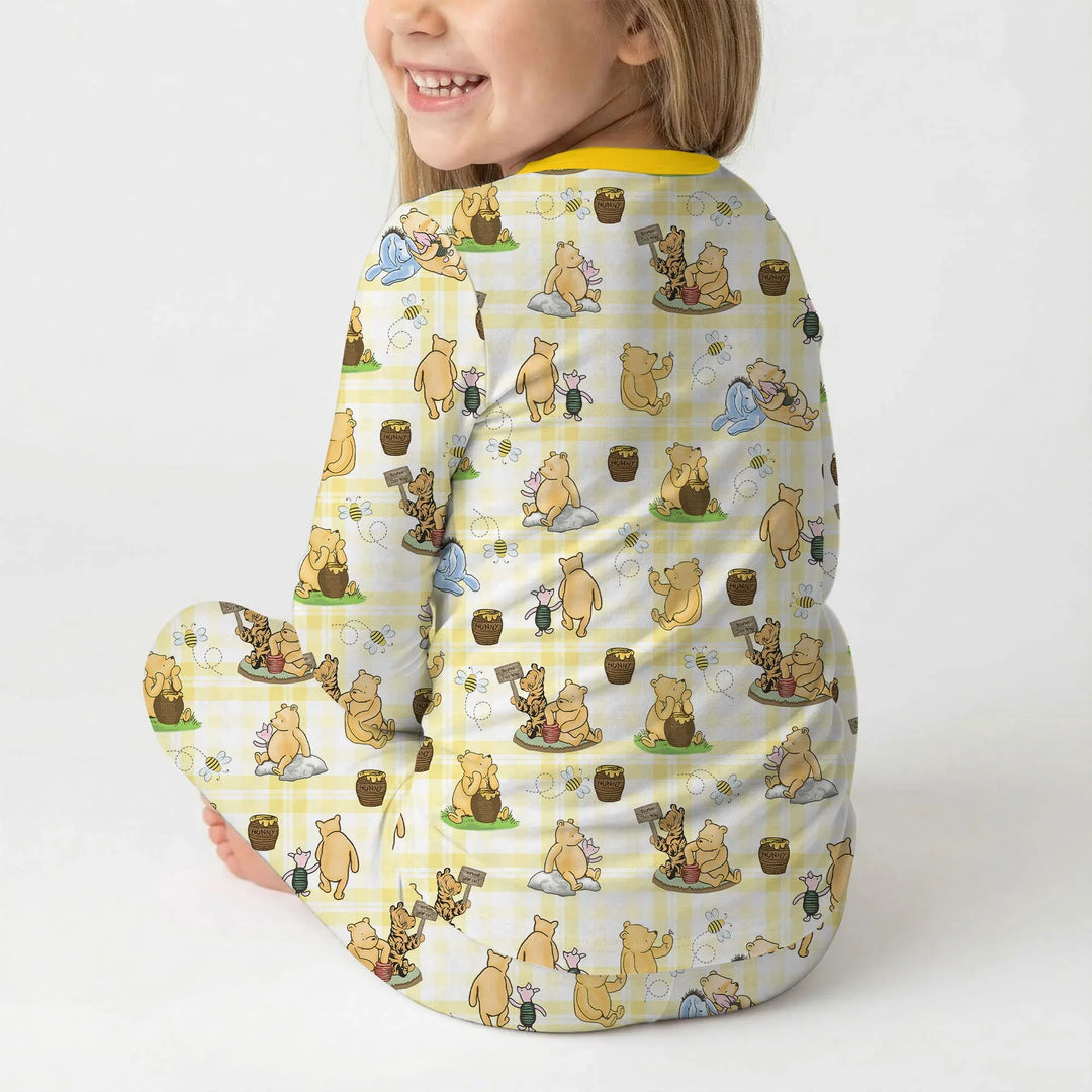 Bear & Friends Yellow Plaid Bamboo Two Piece Long Sleeve Pajama Set