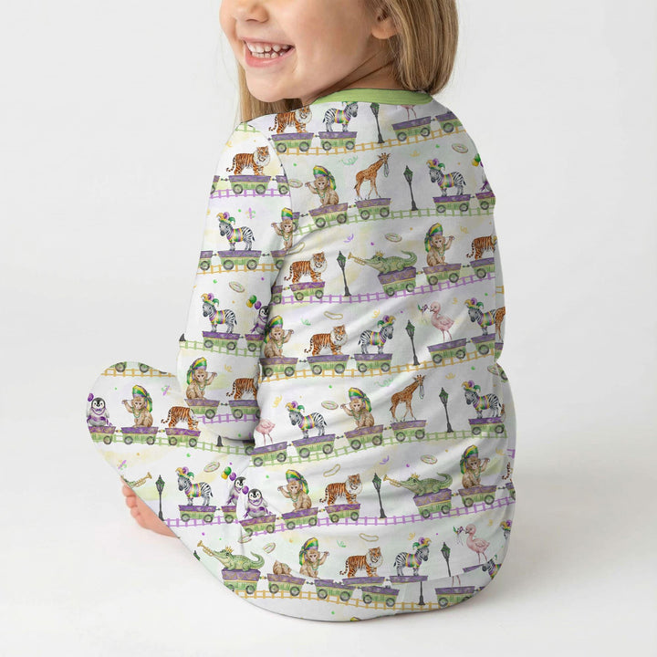 Mardi Gras Jungle Krewe Bamboo Two Piece Long Sleeve Pajama Set