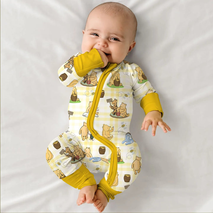 Bear & Friends Yellow Plaid Bamboo Convertible Zippy
