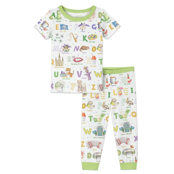 Alphabet of Lousiana Bamboo Two Piece Short Sleeve Pajama Set