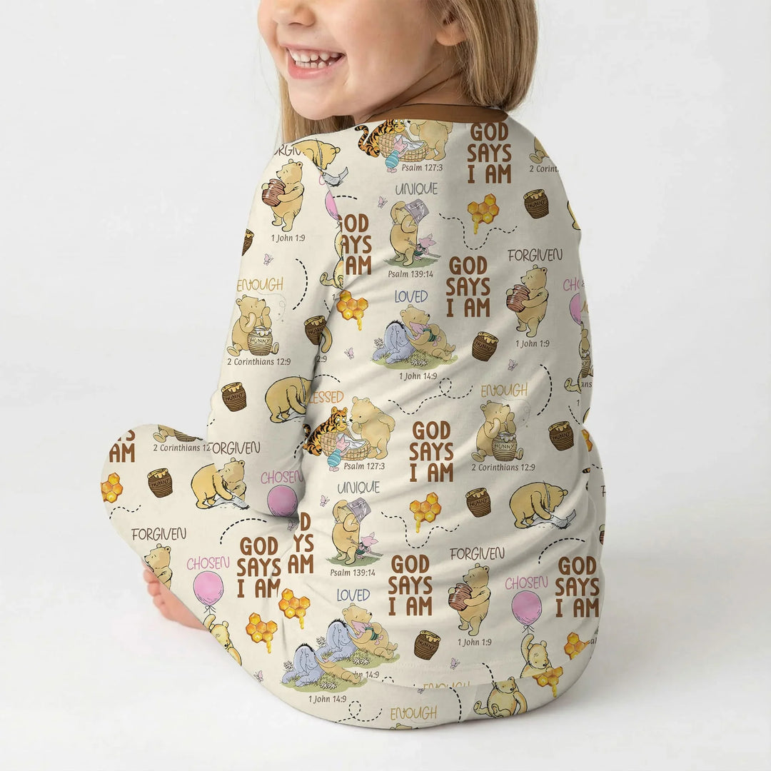 God Says I Am – Little Blessings Bamboo Two Piece Long Sleeve Pajama Set