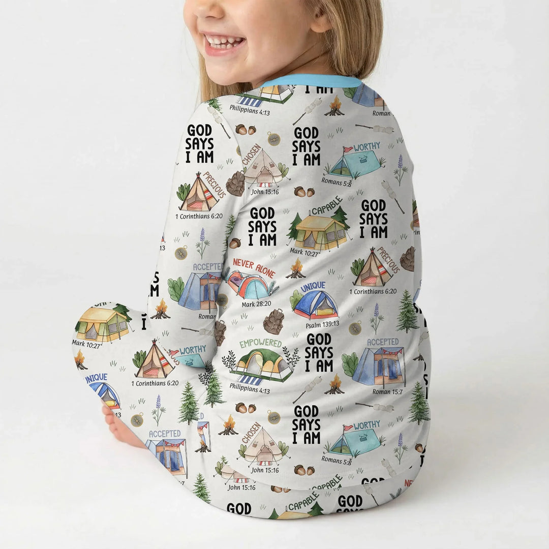 God Says I Am – Adventure Affirmations Bamboo Two Piece Long Sleeve Pajama Set
