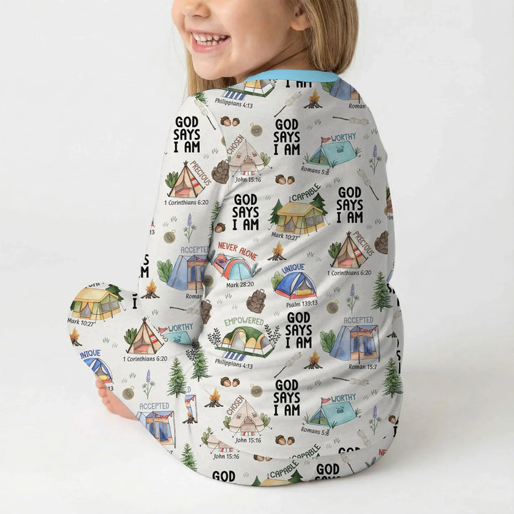 God Says I Am – Adventure Affirmations Bamboo Two Piece Long Sleeve Pajama Set