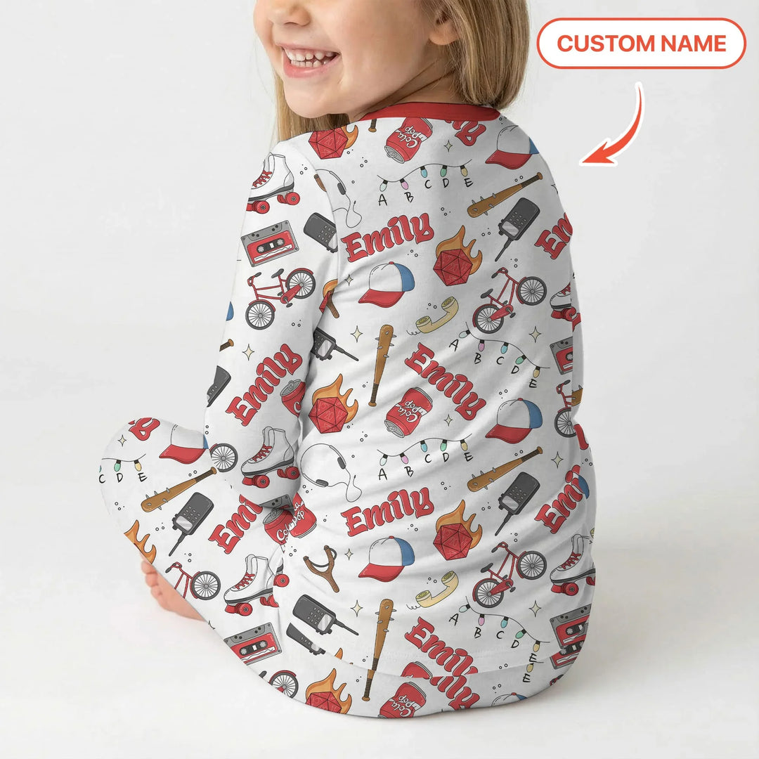 Custom Name Kids Adventure Bamboo Two Piece Long Sleeve Pajama Set