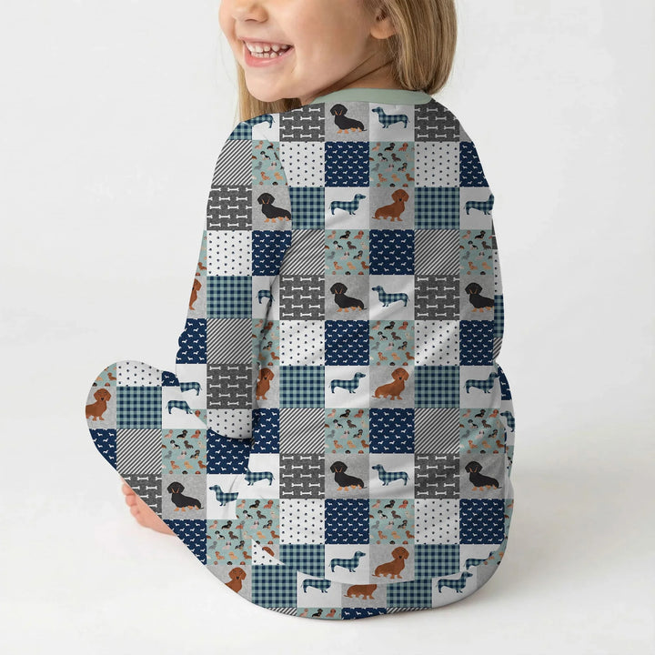 Playful Dachshund Delight Bamboo Two Piece Long Sleeve Pajama Set