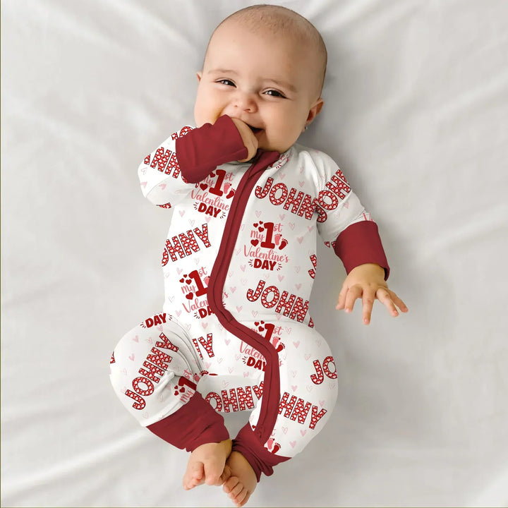 Custom Name My 1st Valentine's Day Bamboo Convertible Zippy