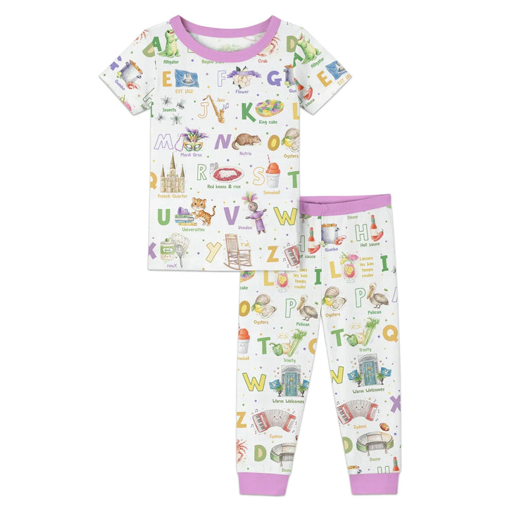 Alphabet of Lousiana Bamboo Two Piece Short Sleeve Pajama Set