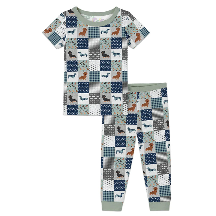 Playful Dachshund Delight Bamboo Two Piece Short Sleeve Pajama Set