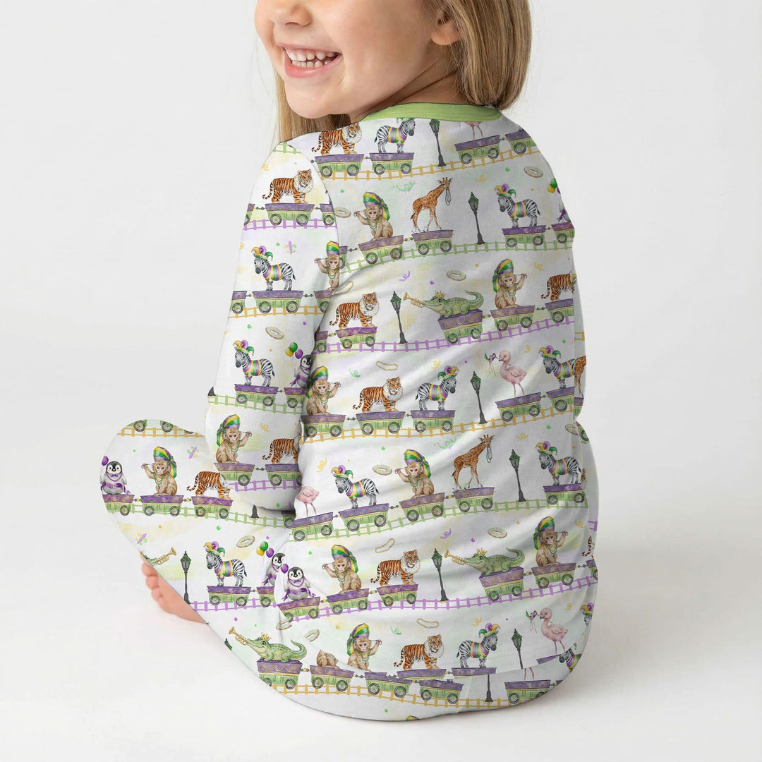 Mardi Gras Jungle Krewe Bamboo Two Piece Long Sleeve Pajama Set