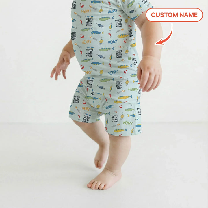 Fishing Squad Family Matching Bamboo Two Piece Short Sleeve Shorts Pajama Set