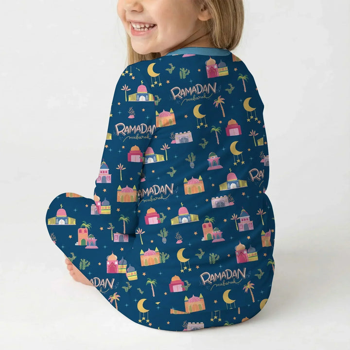 Ramadan Kareem Family Matching Bamboo Two Piece Long Sleeve Pajama Set