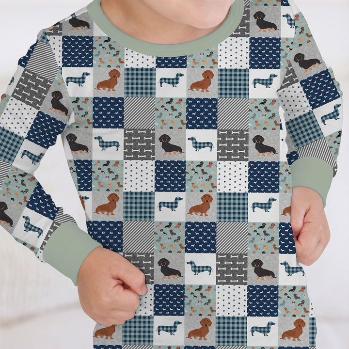Playful Dachshund Delight Bamboo Two Piece Long Sleeve Pajama Set