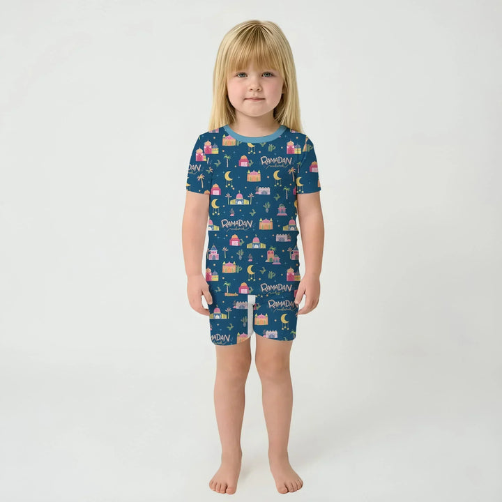 Ramadan Kareem Family Matching Bamboo Two Piece Short Sleeve Shorts Pajama Set