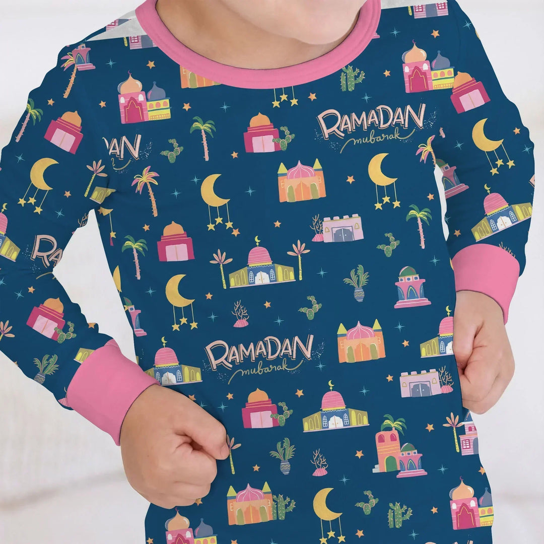 Ramadan Kareem Family Matching Bamboo Two Piece Long Sleeve Pajama Set