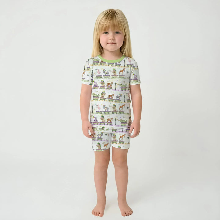 Mardi Gras Jungle Krewe Bamboo Two Piece Short Sleeve Shorts Pajama Set