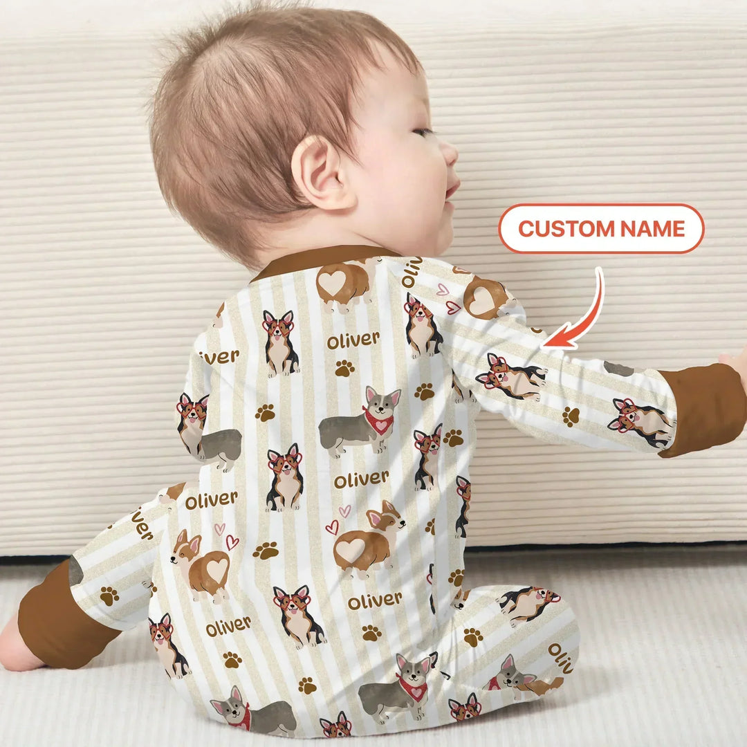 Custom Name Playful Corgis Family Matching Bamboo Convertible Zippy