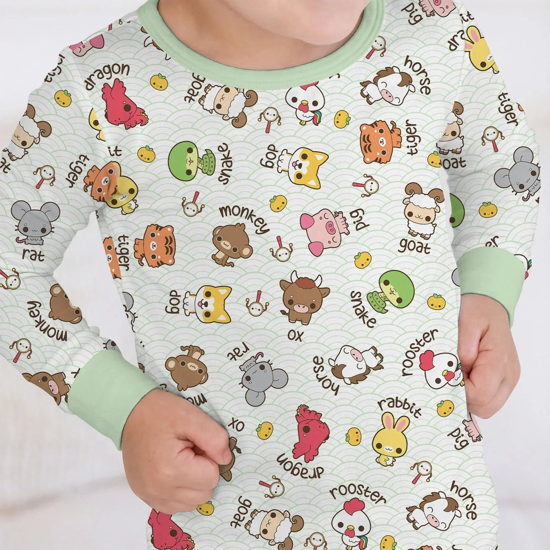 Kawaii Zodiac Bamboo Two Piece Long Sleeve Pajama Set
