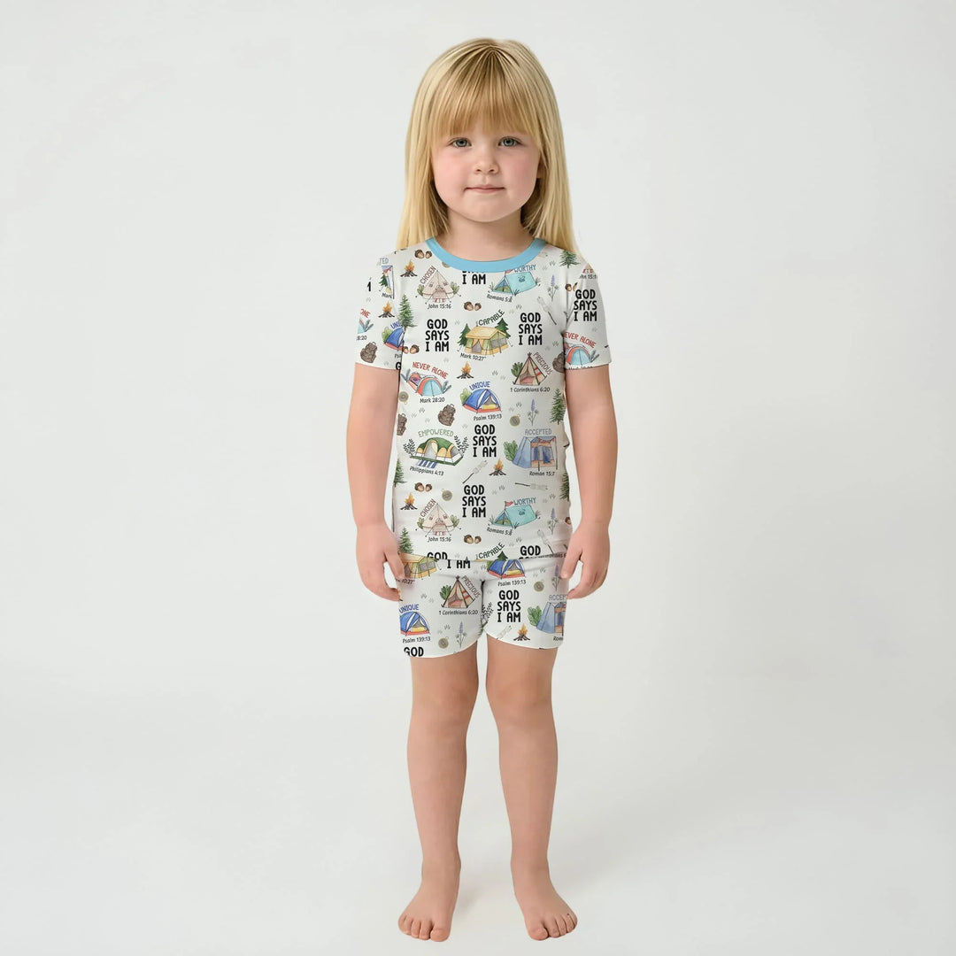 God Says I Am – Adventure Affirmations Short Sleeve Shorts Pajama Set