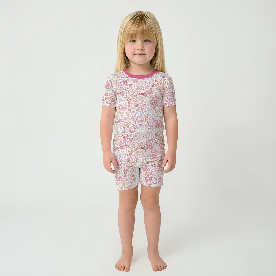 Doodle Passover Matching Family Bamboo Two Piece Short Sleeve Shorts Pajama Set