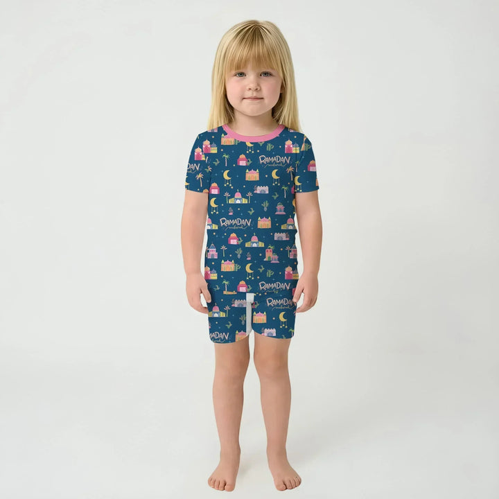 Ramadan Kareem Family Matching Bamboo Two Piece Short Sleeve Shorts Pajama Set