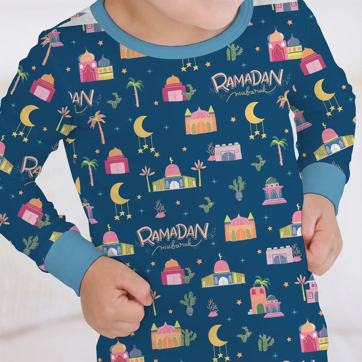 Ramadan Kareem Family Matching Bamboo Two Piece Long Sleeve Pajama Set