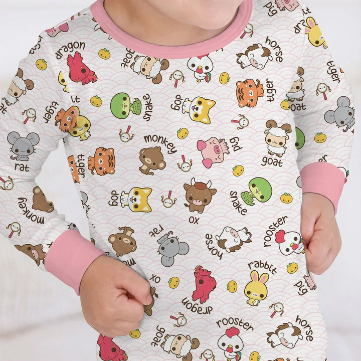 Kawaii Zodiac Bamboo Two Piece Long Sleeve Pajama Set