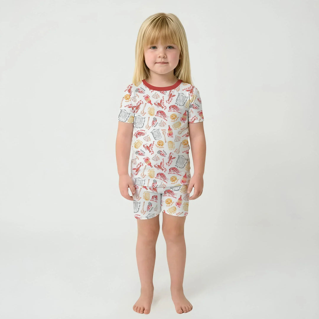 Crawfish Boil Bamboo Two Piece Short Sleeve Shorts Pajama Set