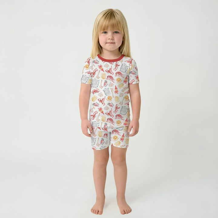 Crawfish Boil Bamboo Two Piece Short Sleeve Shorts Pajama Set