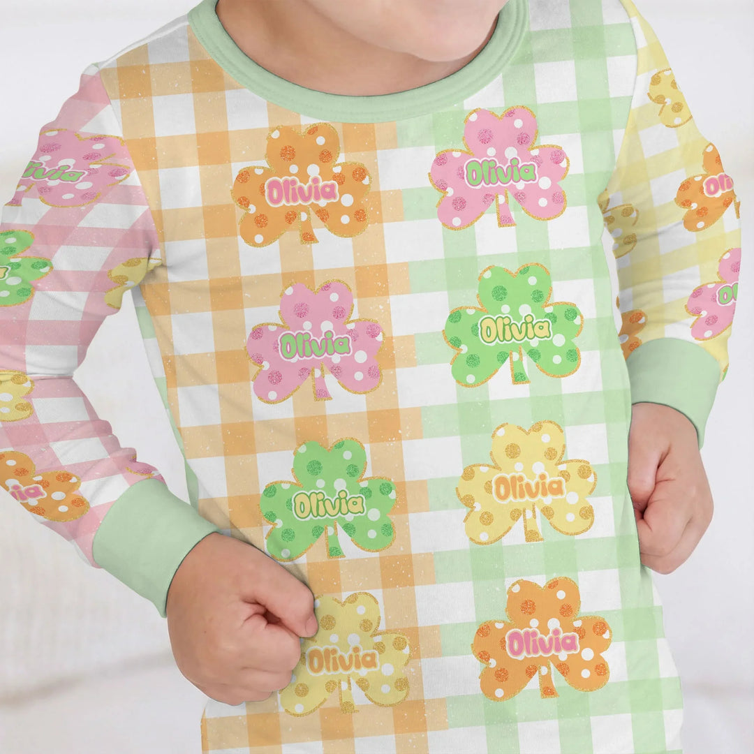 Lucky Shamrock Bamboo Two Piece Long Sleeve Pajama Set