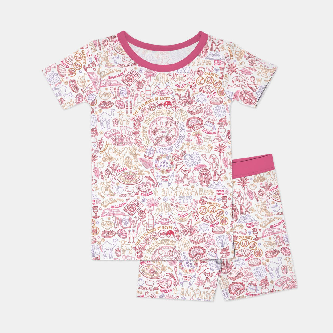 Doodle Passover Matching Family Bamboo Two Piece Short Sleeve Shorts Pajama Set