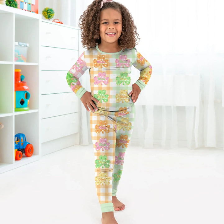 Lucky Shamrock Bamboo Two Piece Long Sleeve Pajama Set