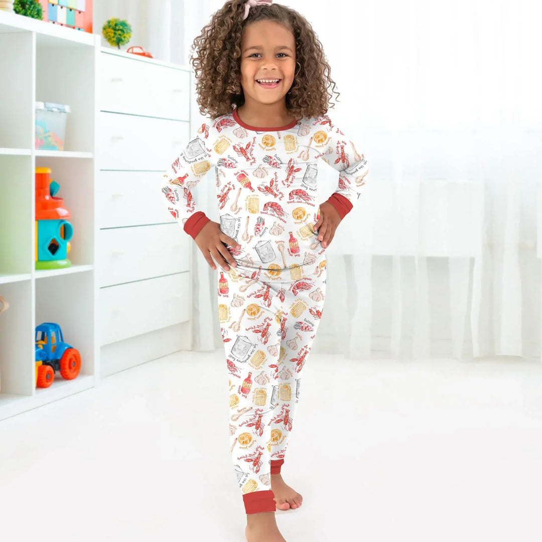 Crawfish Boil Bamboo Two Piece Long Sleeve Pajama Set