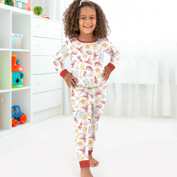 Crawfish Boil Bamboo Two Piece Long Sleeve Pajama Set